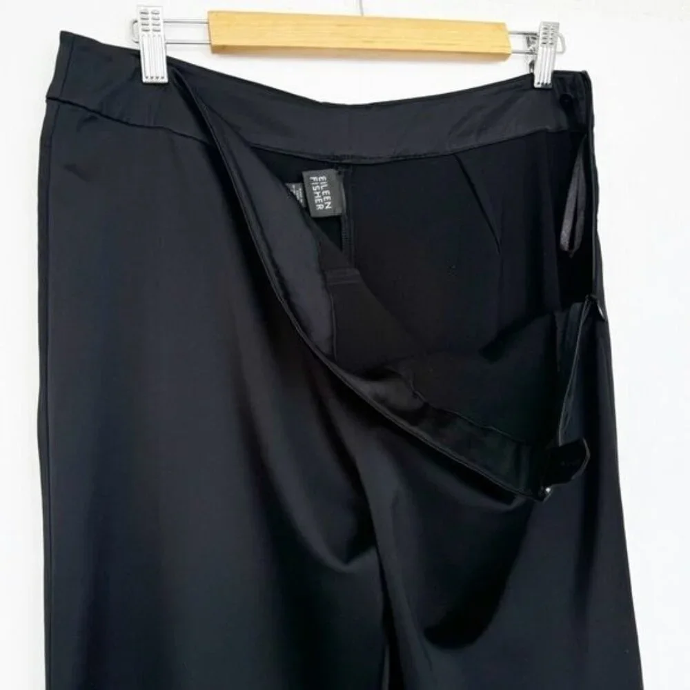 Eileen Fisher black TENCEL stretch Pants side zip Large - Picture 2 of 7